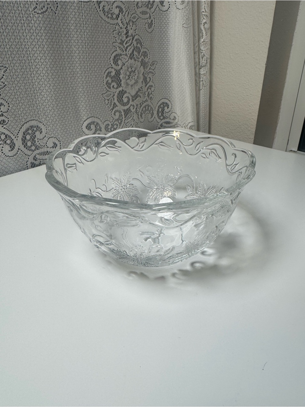 Princess House Pressed Glass Decorative Bowl - Scalloped Edge 3”x5 1/2”